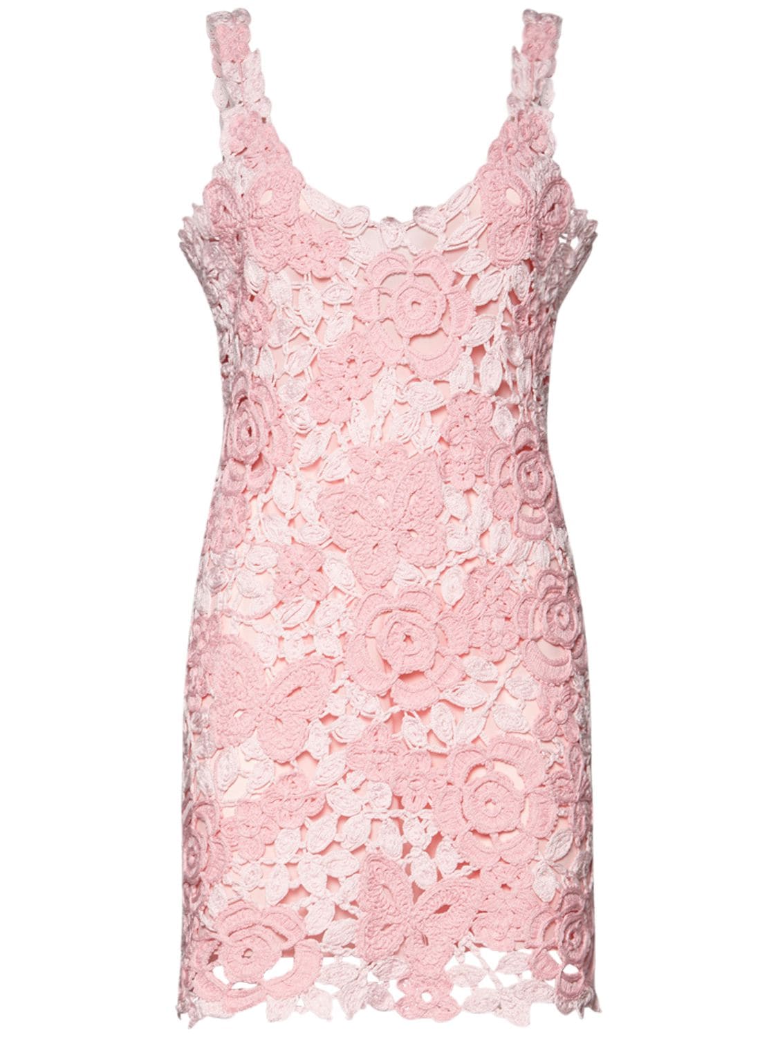 Crochet Roses Cotton Mini Dress - BLUMARINE - Modalova
