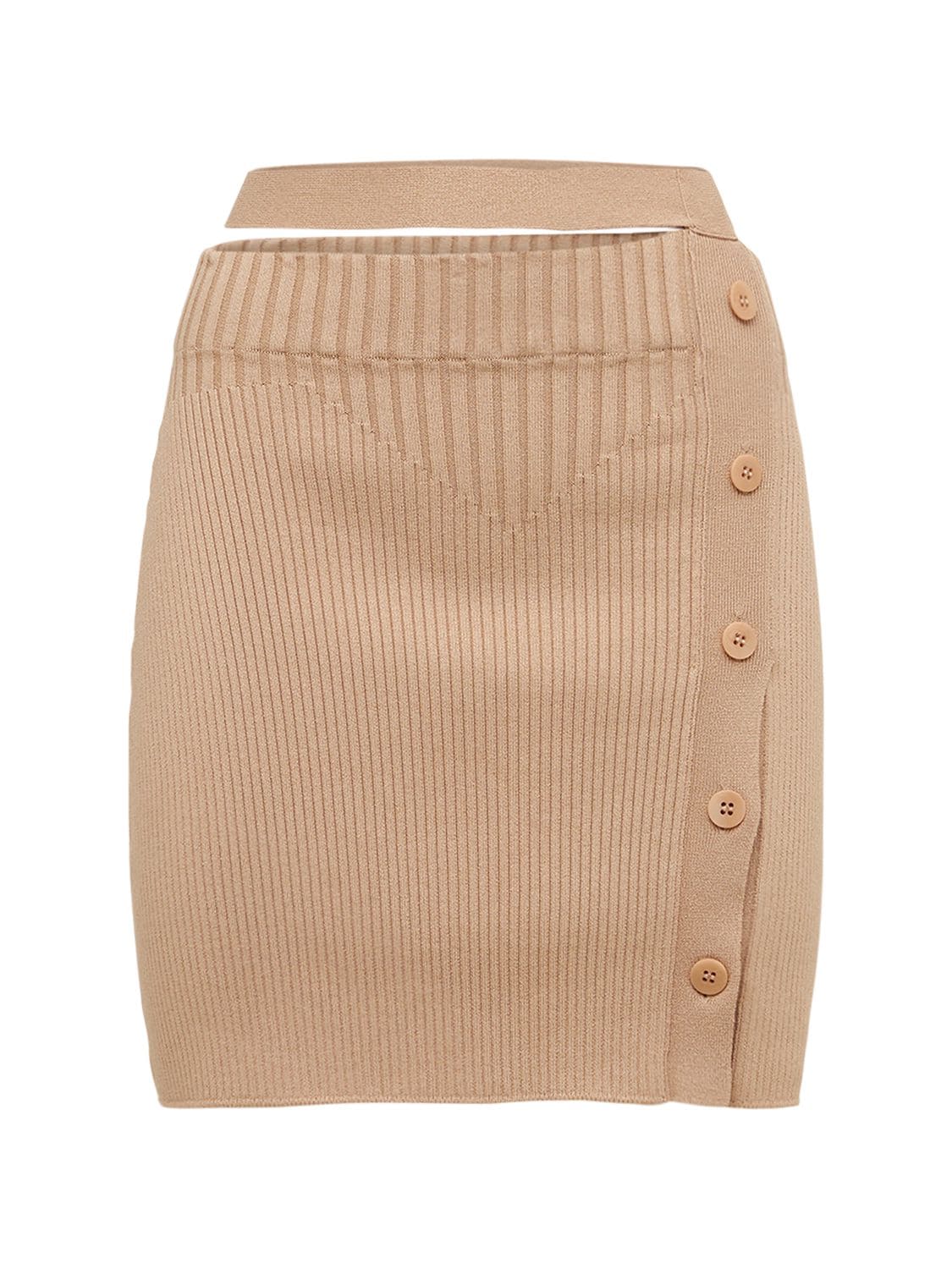 Rib Knit Mini Skirt W/ Buttons - ANDREADAMO - Modalova