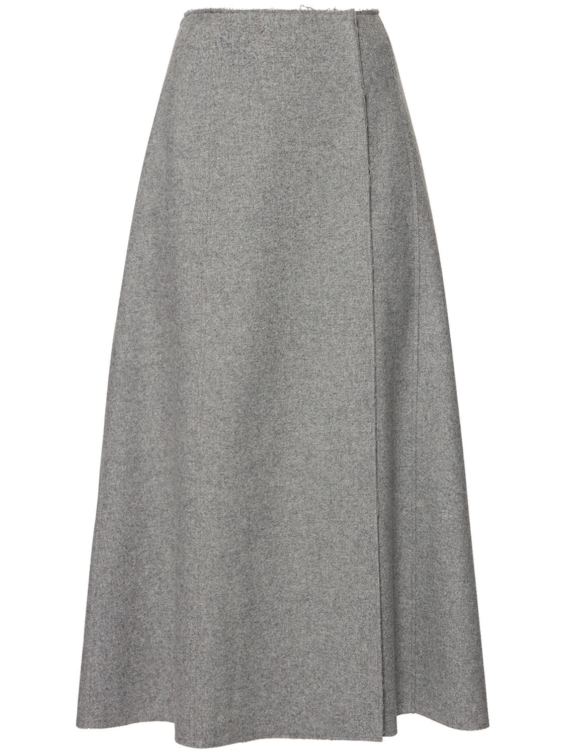 Wool Blend Flannel Midi Wrap Skirt - ALBERTA FERRETTI - Modalova