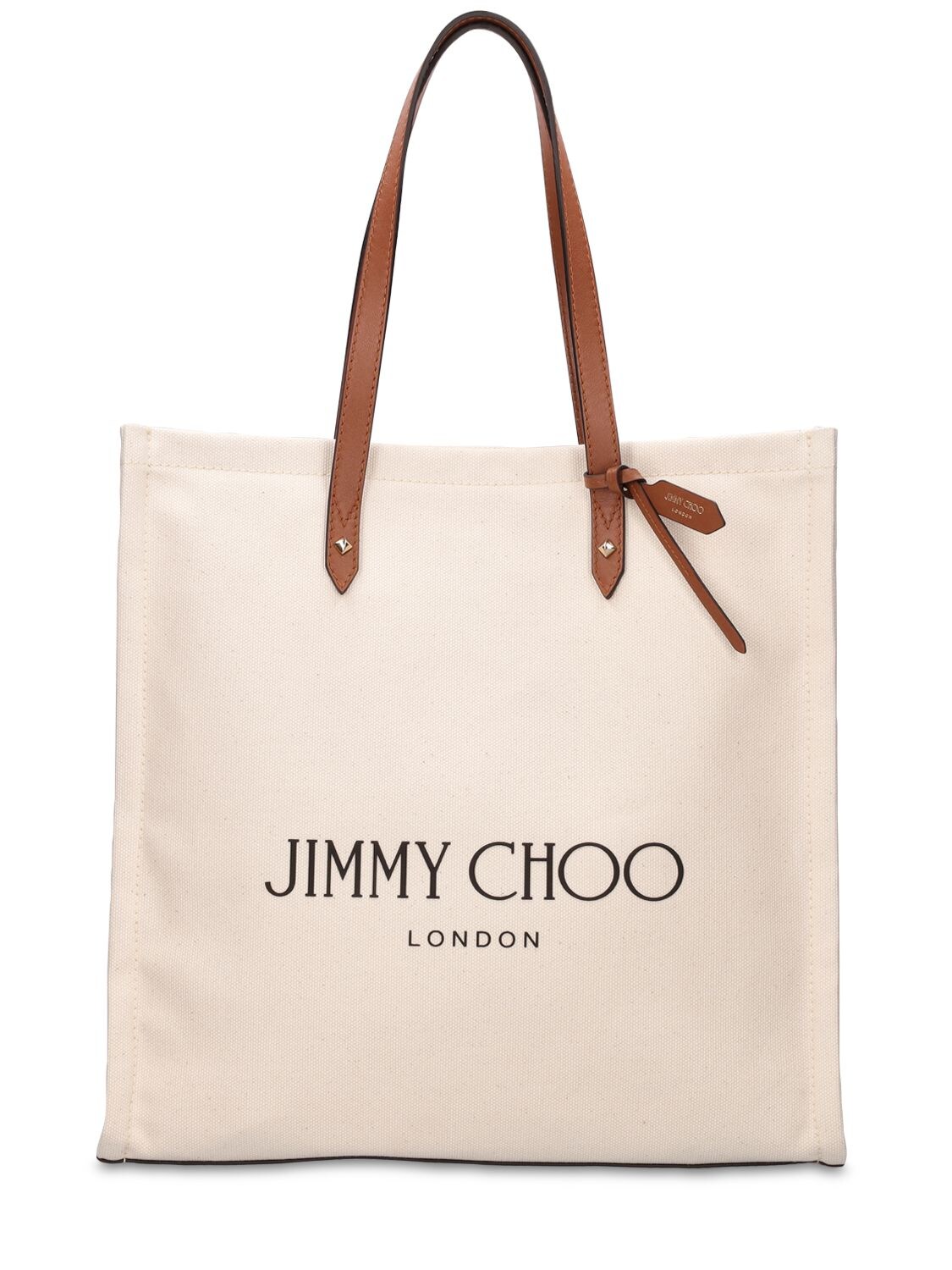 Canvas Logo Tote Bag W/ Leather Details - JIMMY CHOO - Modalova