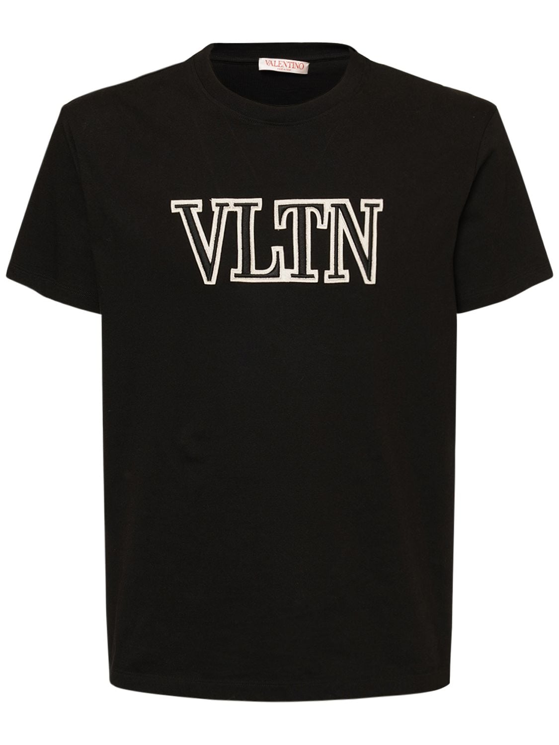 Vltn-besticktes T-shirt Aus Baumwolljersey - VALENTINO - Modalova