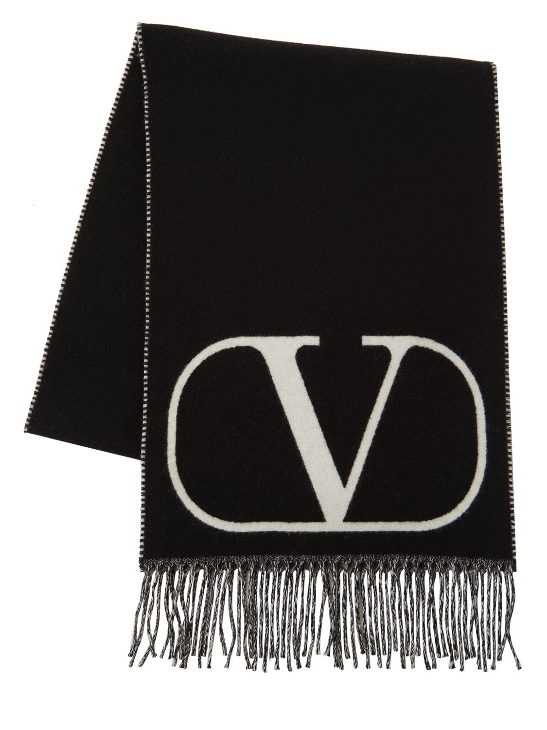 V Logo Intarsia Wool & Cashmere Scarf - VALENTINO GARAVANI - Modalova