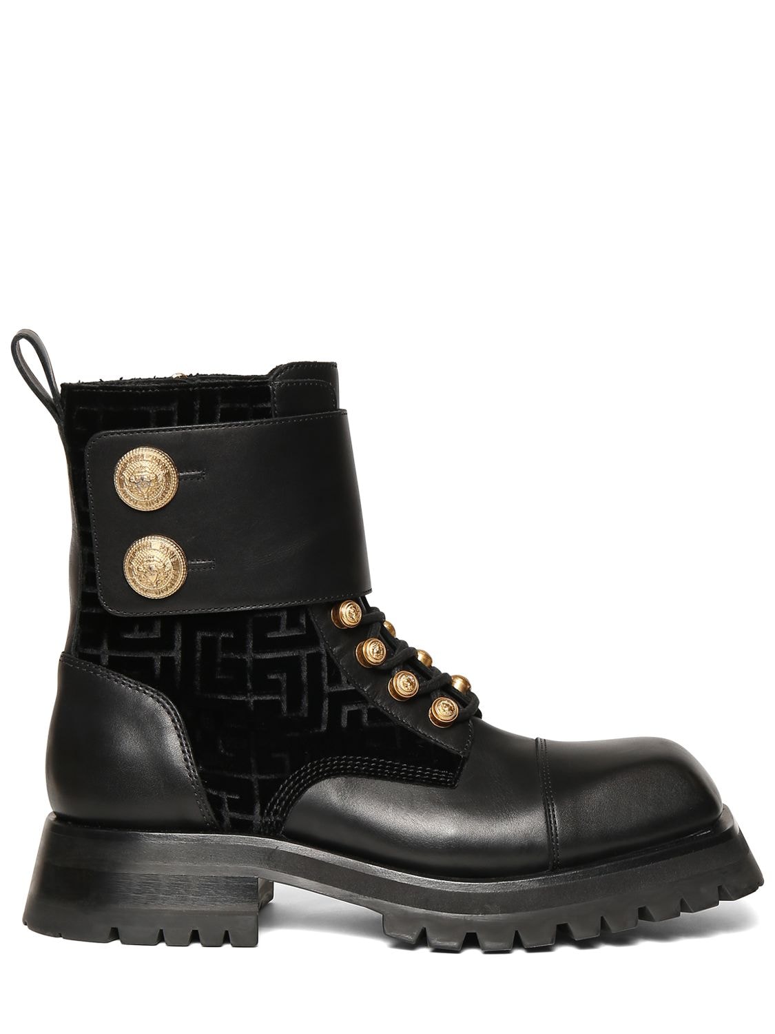 Mm Ranger Army Velvet & Leather Boots - BALMAIN - Modalova