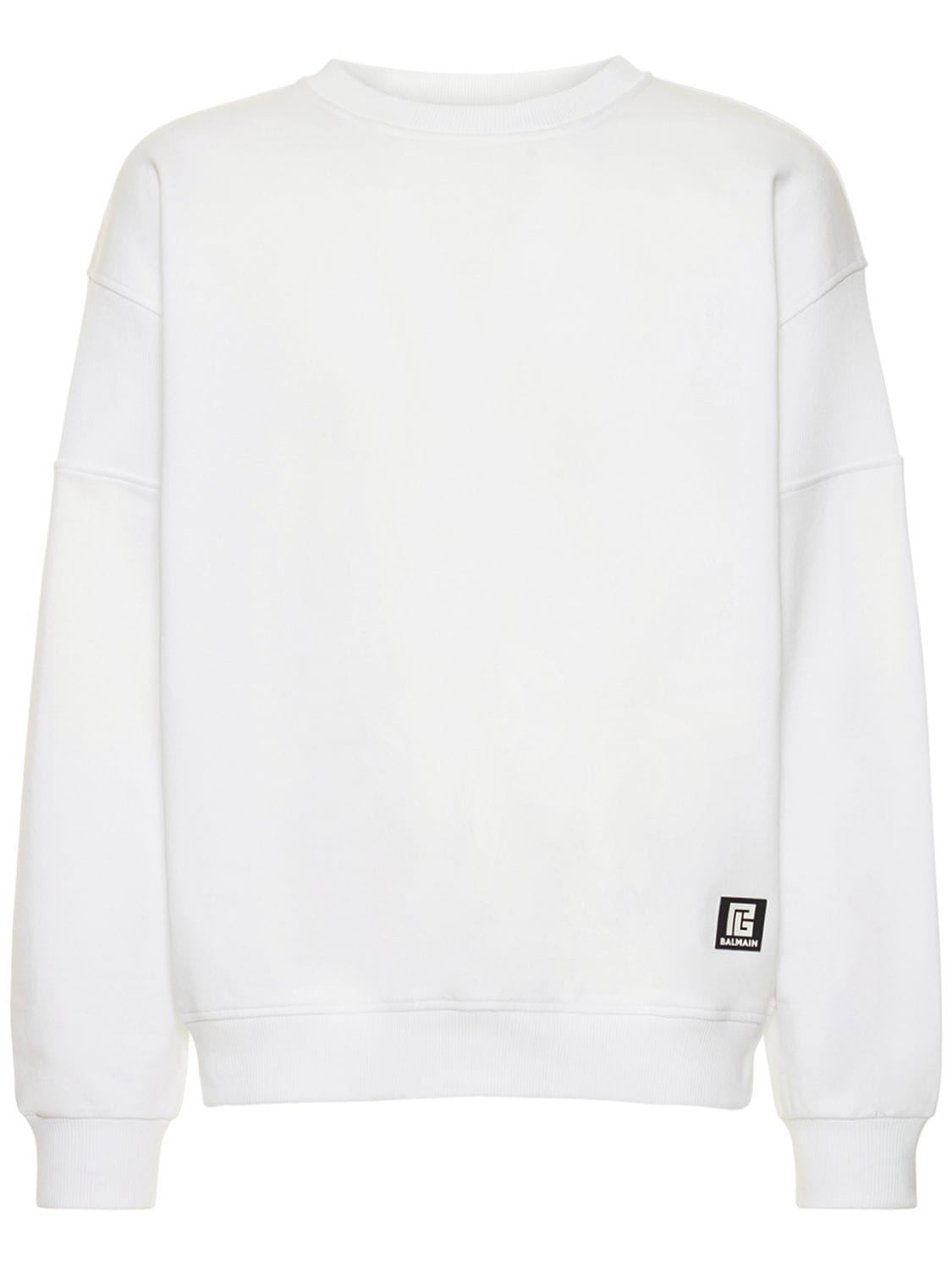 Back Logo Print Cotton Jersey Sweatshirt - BALMAIN - Modalova