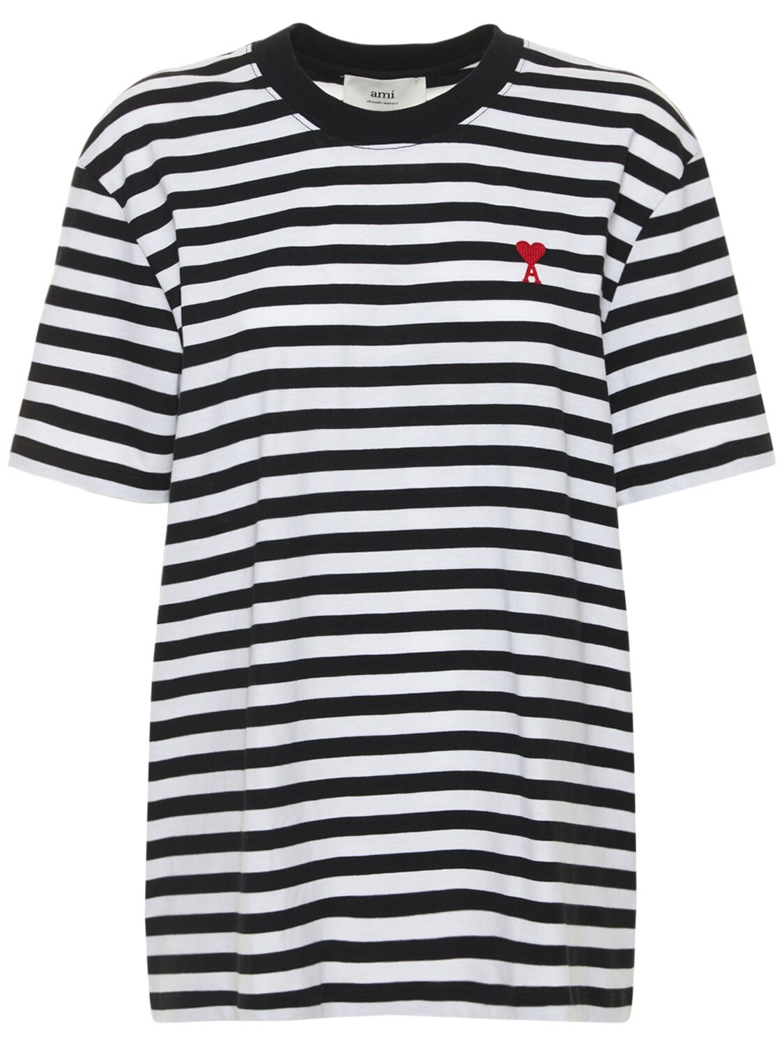 Mujer Camiseta De Jersey De Algodón Estampado De Rayas / Xs - AMI PARIS - Modalova