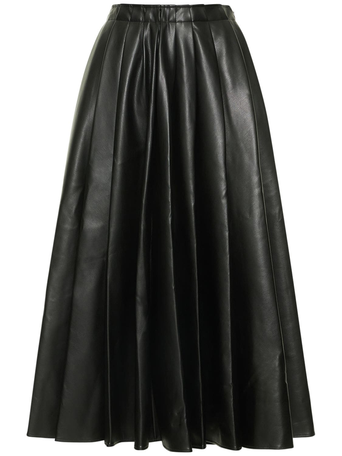Sienna Pleated Faux Leather Midi Skirt - DEVEAUX - Modalova