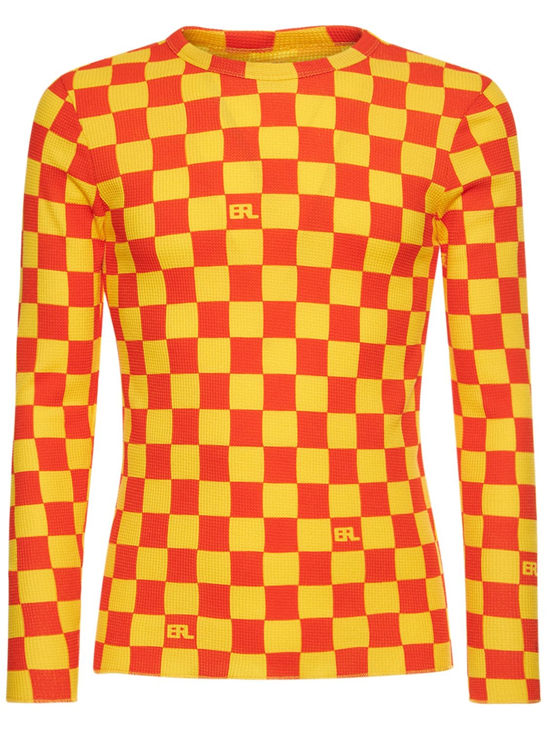 Checkered Waffle Cotton L/s T-shirt - ERL - Modalova