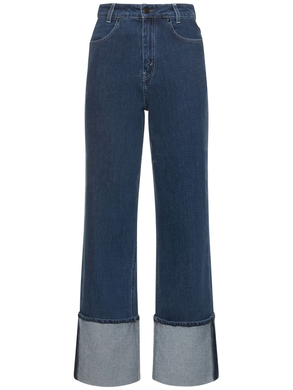Wide Fold-up Straight Denim Jeans - BITE STUDIOS - Modalova
