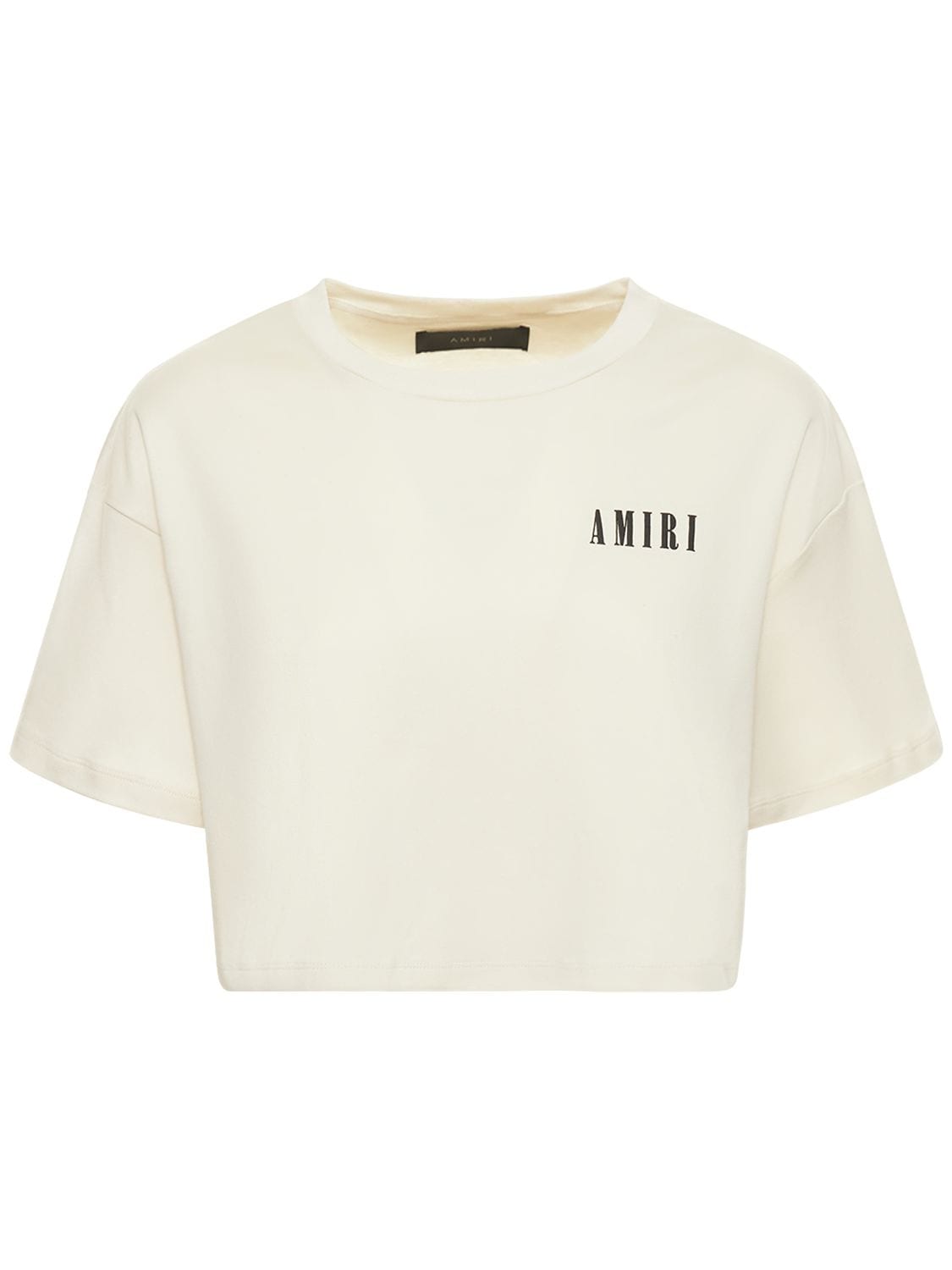 Logo Print Cropped Cotton Jersey T-shirt - AMIRI - Modalova