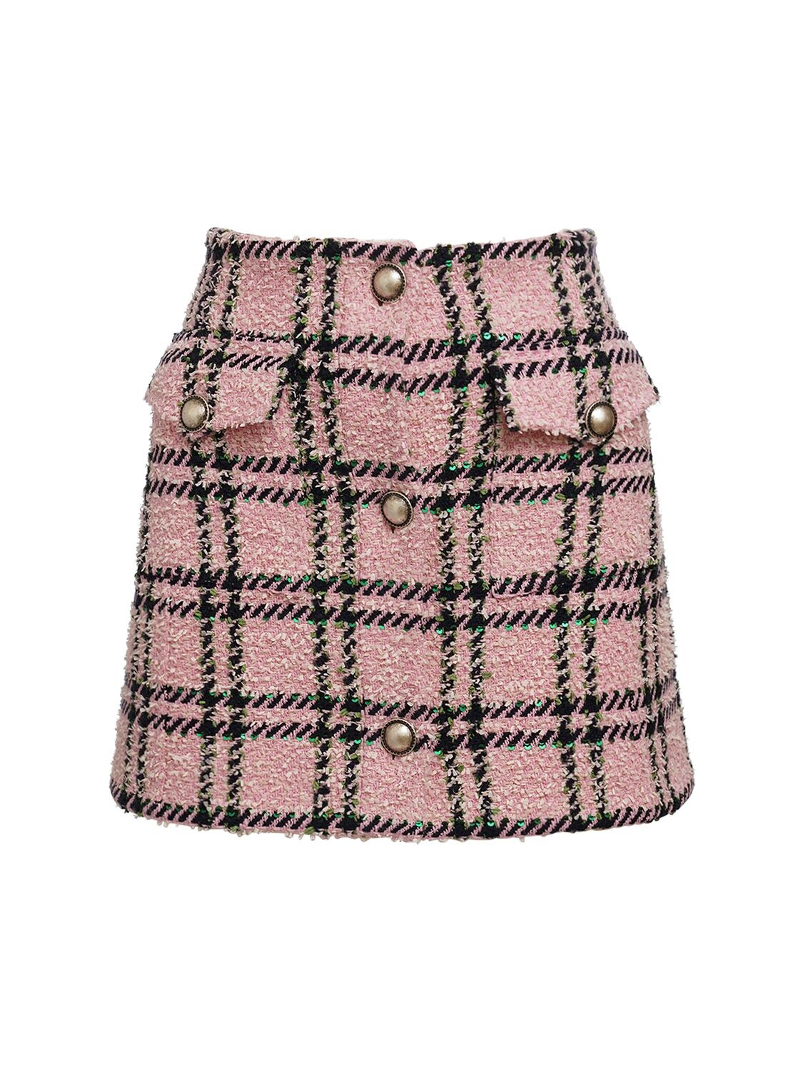 Sequined Tartan Tweed Mini Skirt - ALESSANDRA RICH - Modalova