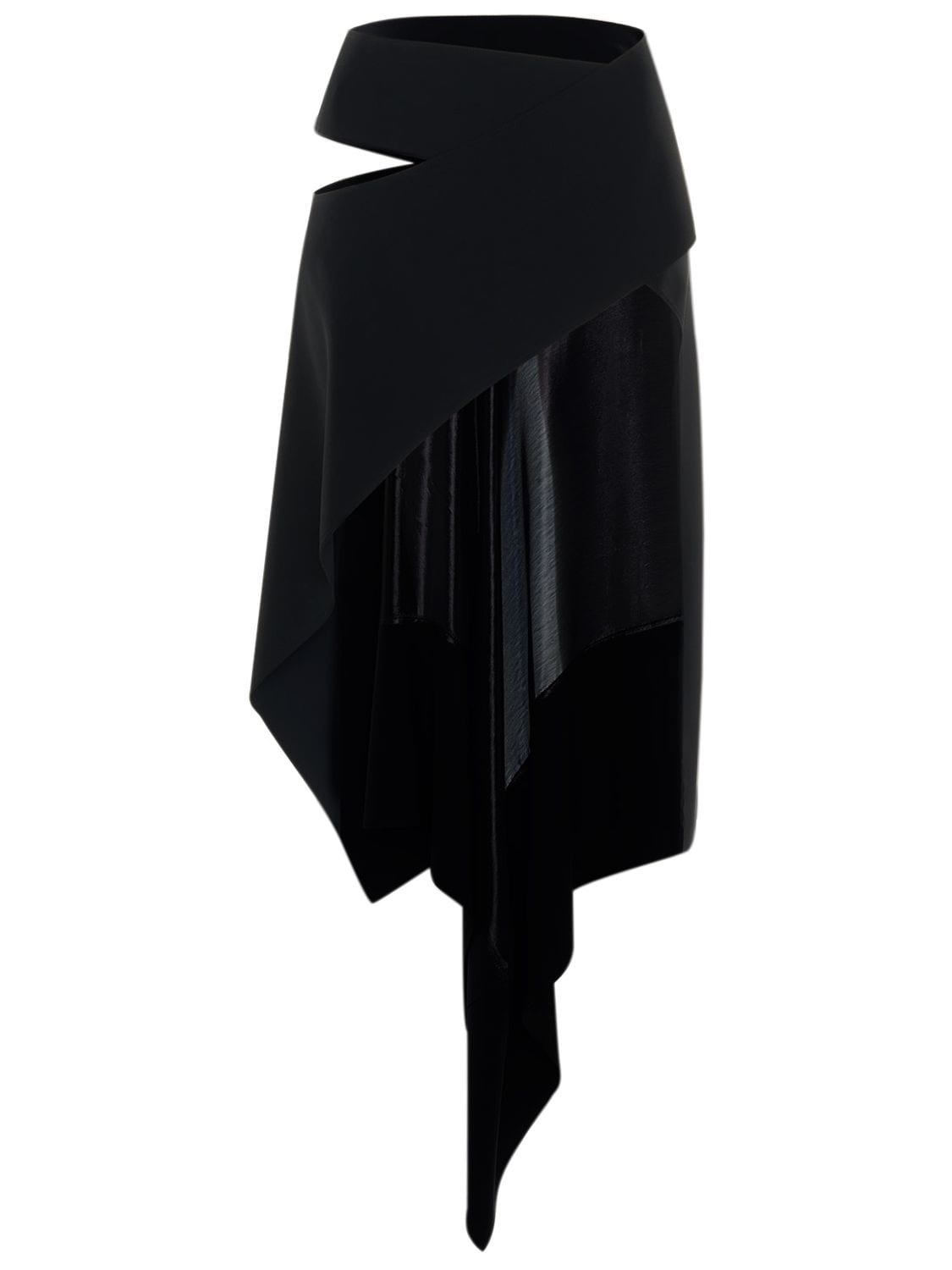 Silk Blend Satin Asymmetrical Mini Skirt - MUGLER - Modalova