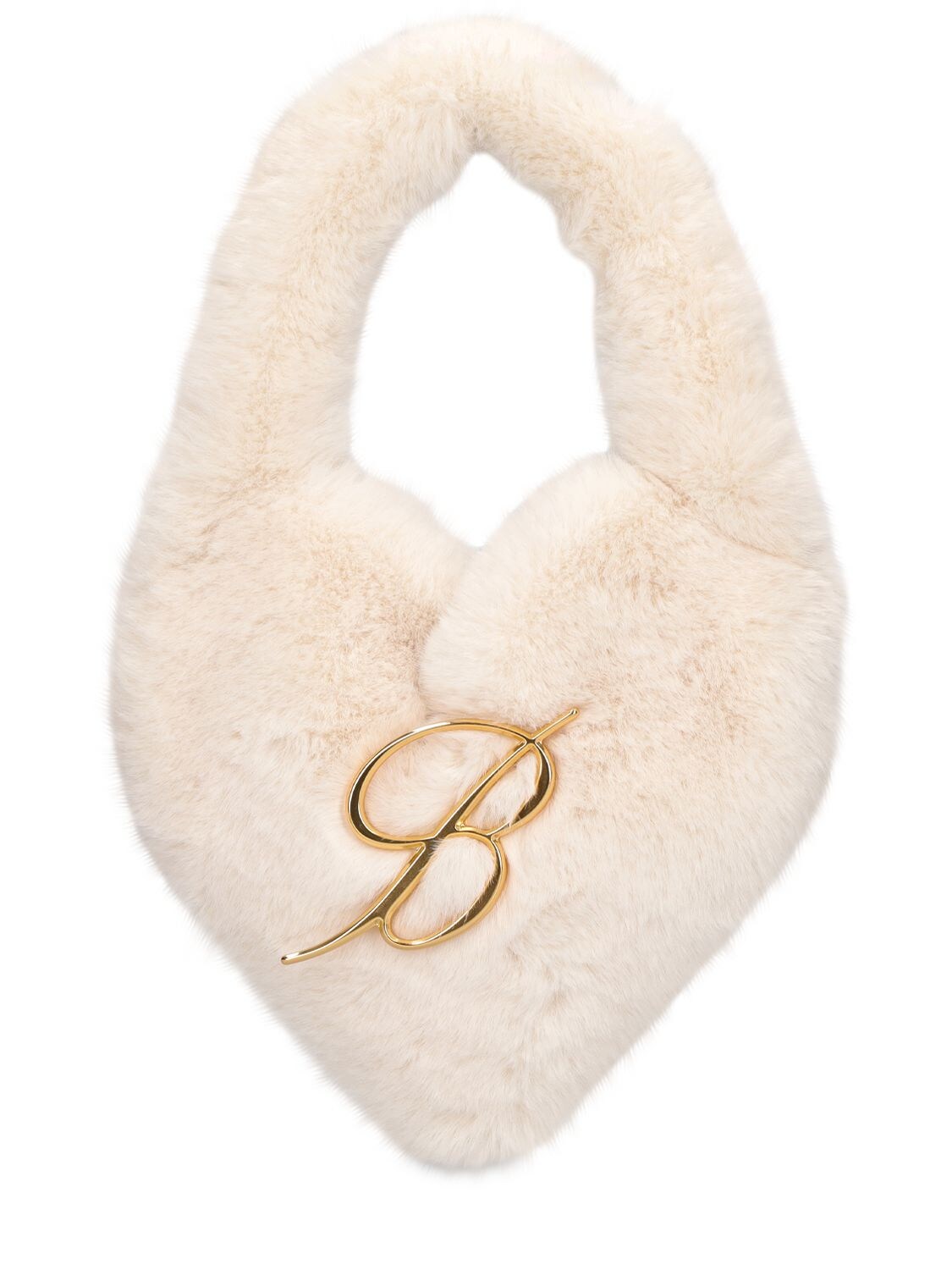 Logo Heart Faux Fur Top Handle Bag - BLUMARINE - Modalova