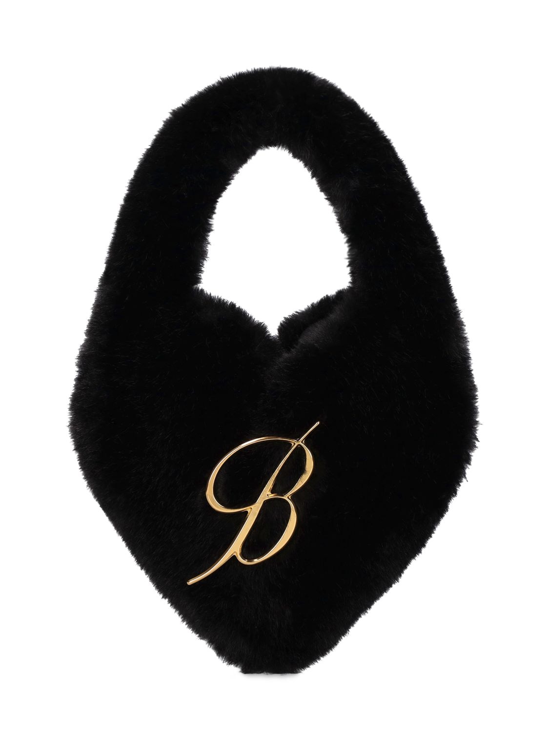 Logo Heart Faux Fur Top Handle Bag - BLUMARINE - Modalova