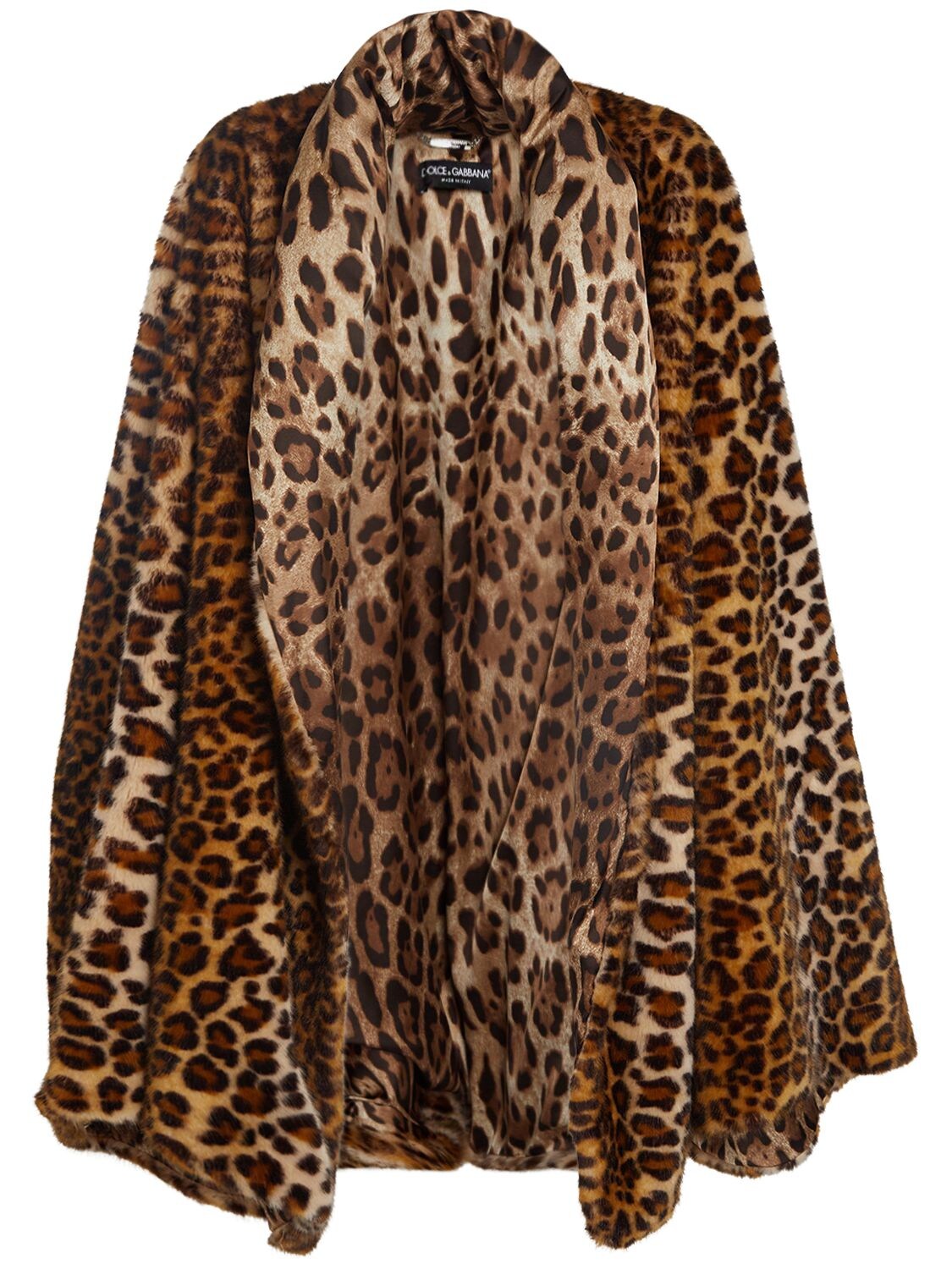 Faux Fur Leopard Print Short Coat - DOLCE & GABBANA - Modalova
