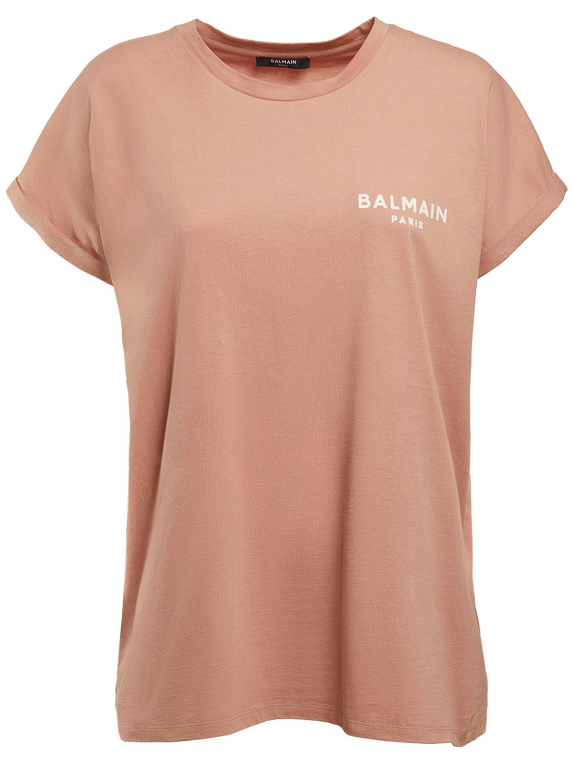 T-shirt Aus Baumwolljersey Mit Beflocktem Logo - BALMAIN - Modalova