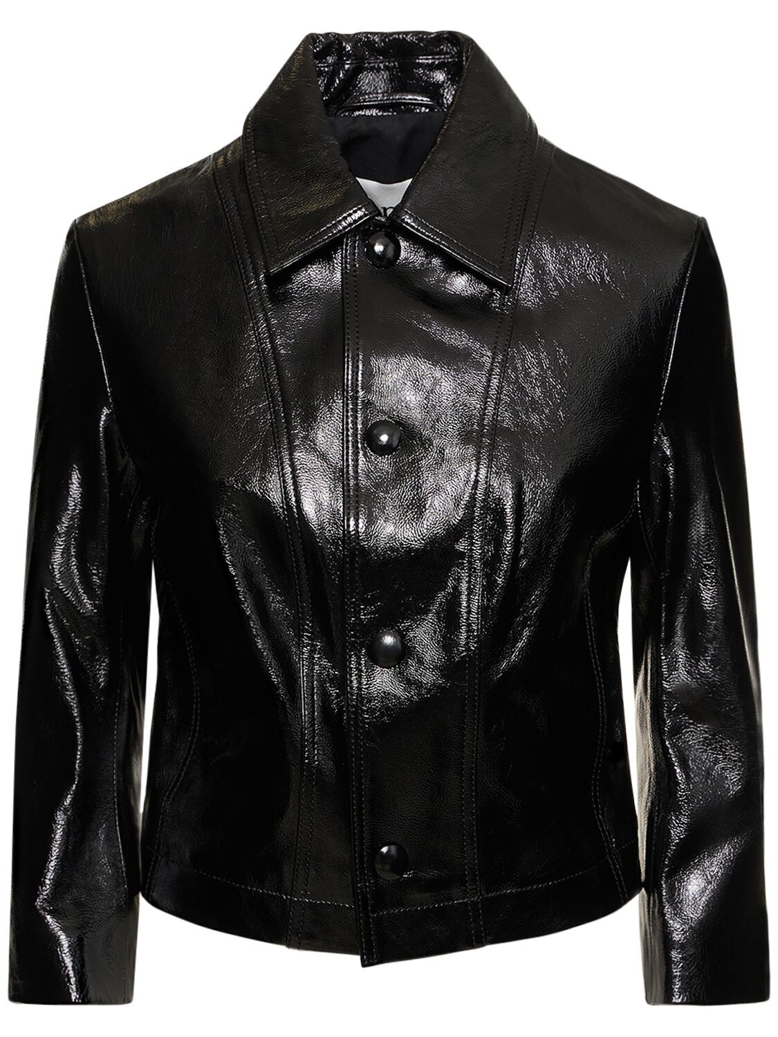 Buttoned Short Leather Jacket - AMI PARIS - Modalova
