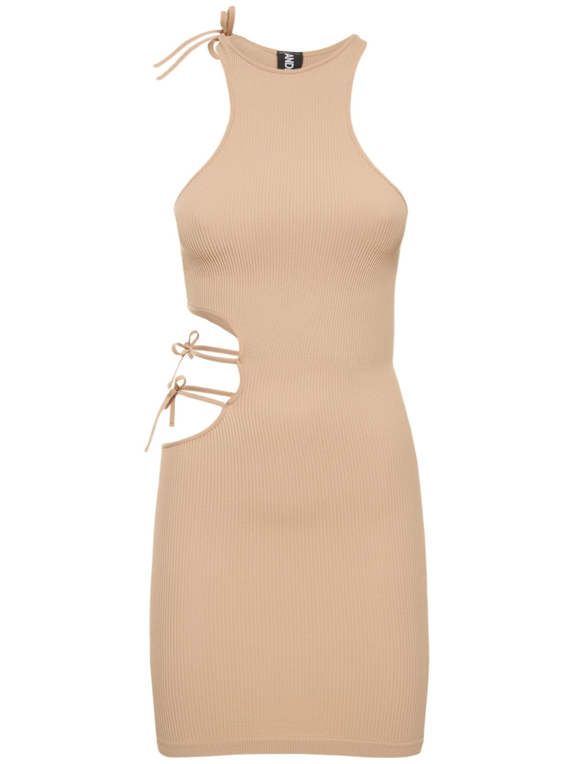 Ribbed Jersey Mini Dress W/cut Outs - ANDREADAMO - Modalova