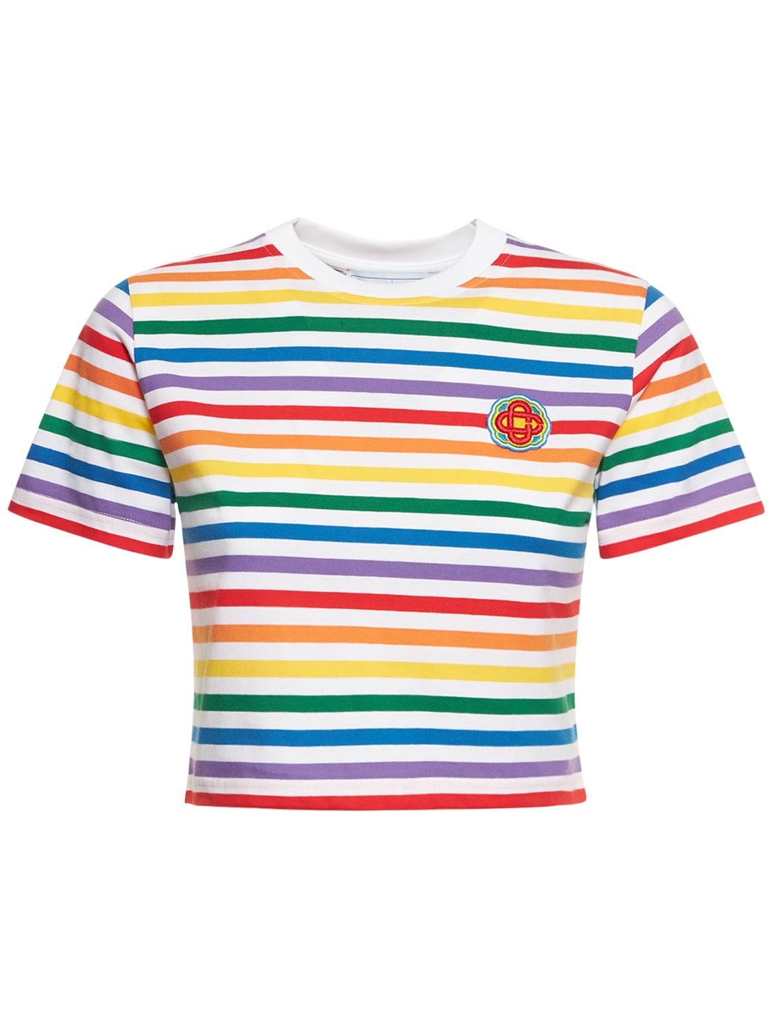 Rainbow Stripe Print Cropped T-shirt - CASABLANCA - Modalova