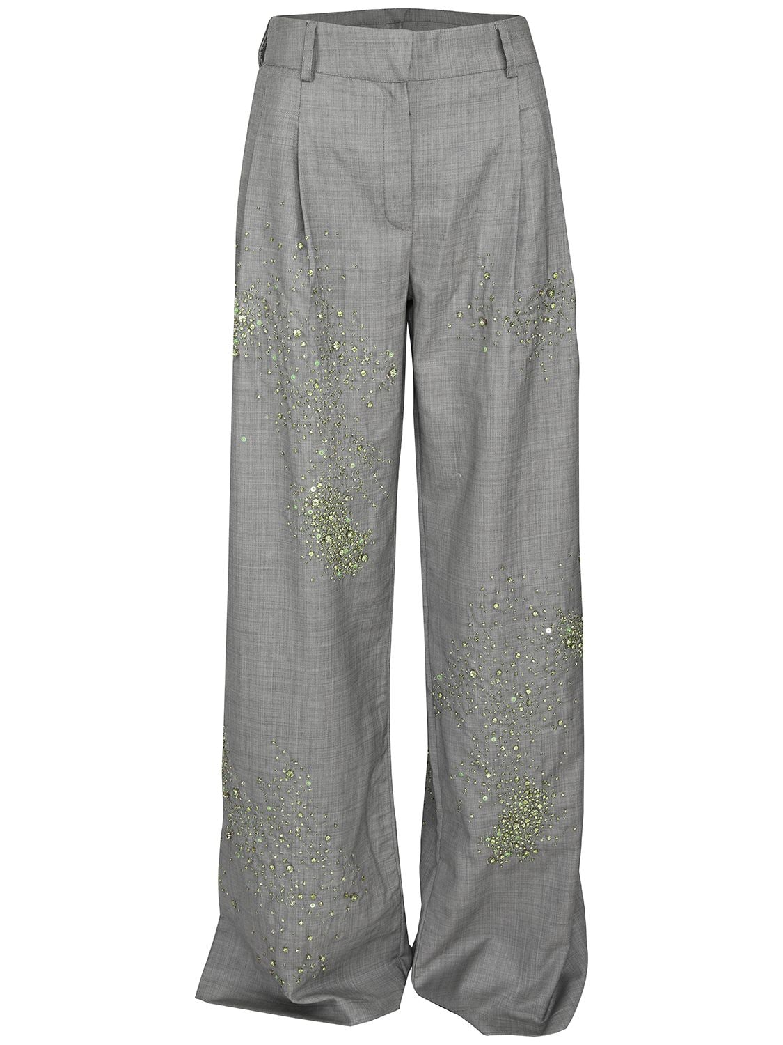 Wide Low Rise Twill Embellished Pants - DES PHEMMES - Modalova