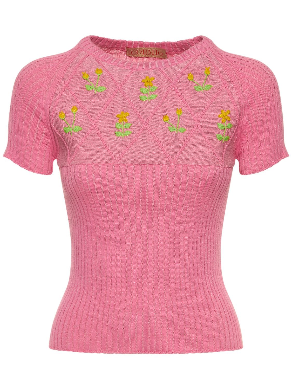 Diamond Cotton Blend Knit Lurex Sweater - CORMIO - Modalova