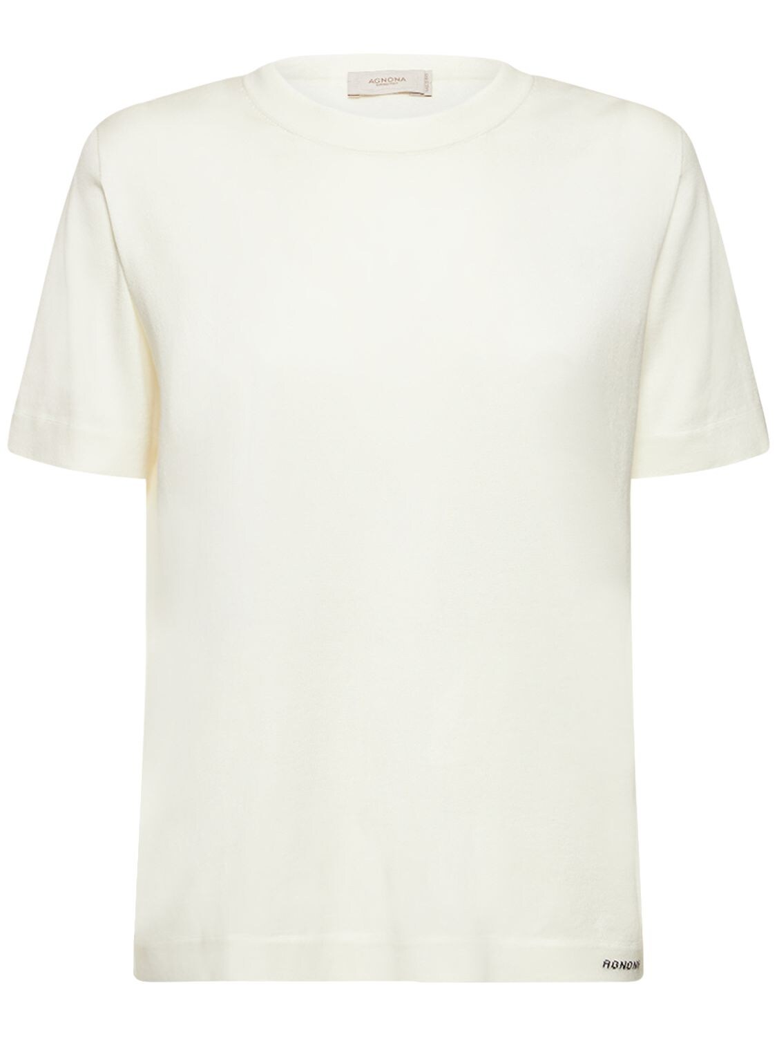 Silk & Cotton Jersey Crewneck T-shirt - AGNONA - Modalova