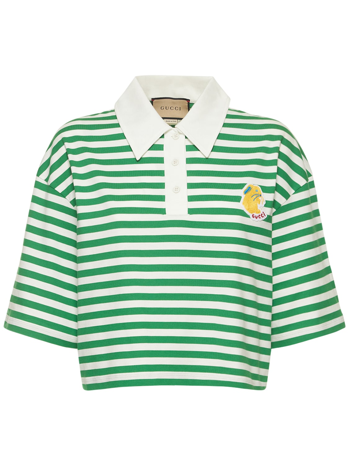 Striped Cotton Polo T-shirt - GUCCI - Modalova