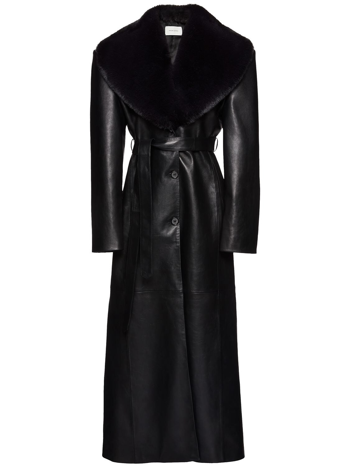 Leather Long Coat W/shearling Collar - MAGDA BUTRYM - Modalova