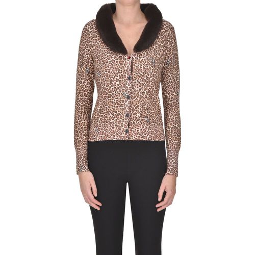 Cardigan animalier con collo in ecopelliccia - Blugirl - Modalova