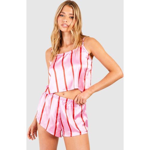 Pijama De Pantalón Corto Y Camisola De Raya Diplomática - boohoo - Modalova