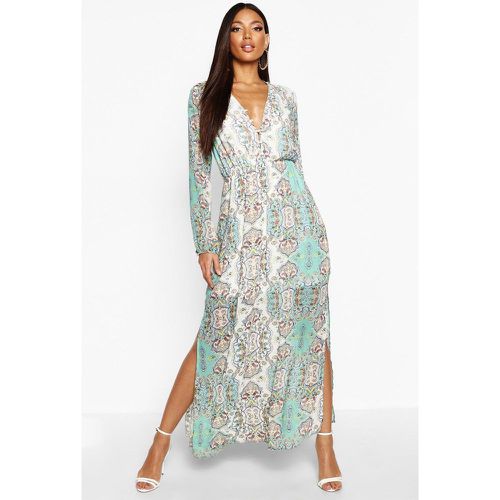 Vestito maxi in fantasia cachemire con dettagli a gabbia - boohoo - Modalova