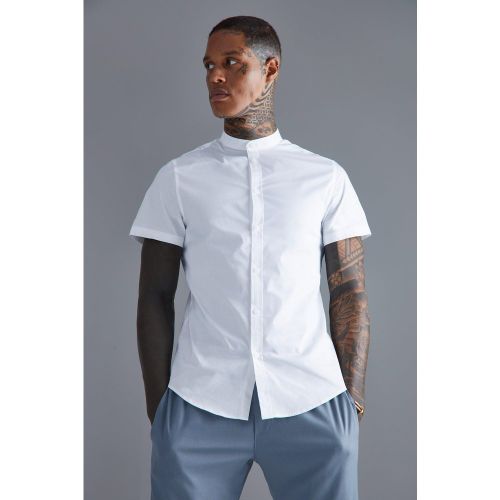 Camisa Reciclada Ajustada De Manga Corta Con Cuello Mao - boohoo - Modalova