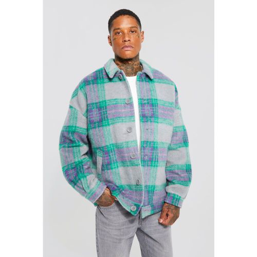 Chaqueta Harrington Efecto Lana De Cuadros A Gran Escala - boohoo - Modalova