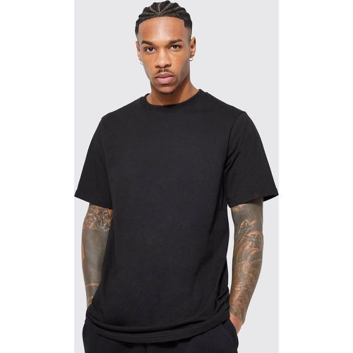 T-shirt lunga a girocollo, Nero - boohoo - Modalova