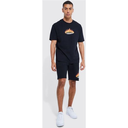 Oversized Pour Homme Flames T-Shirt Set - boohoo - Modalova