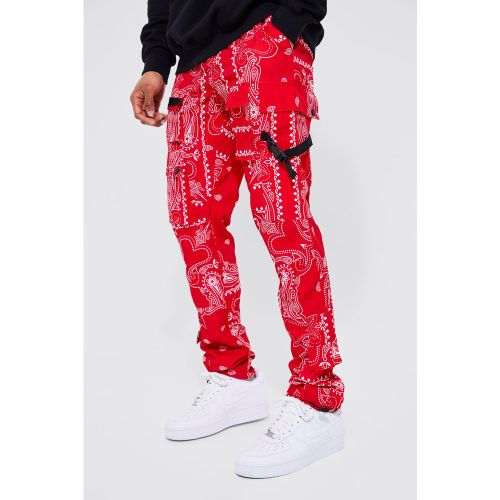 Elastic Waist Slim Fit Bandana Cargo - boohoo - Modalova
