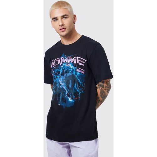 Metallic Homme Dog Graphic T-Shirt - boohoo - Modalova