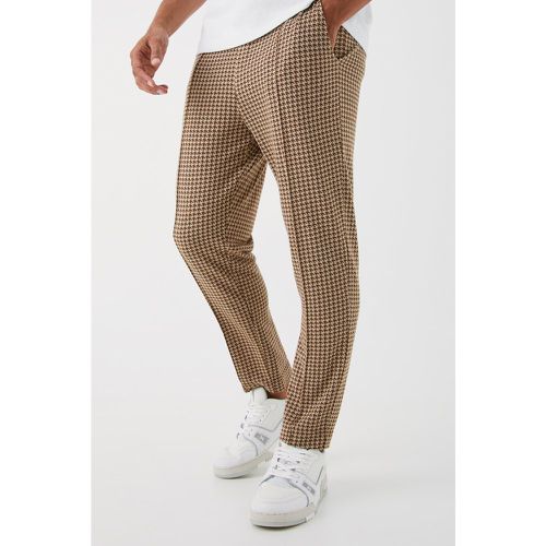 Pantaloni affusolati elasticizzati in pied-de-poule con nervature - boohoo - Modalova