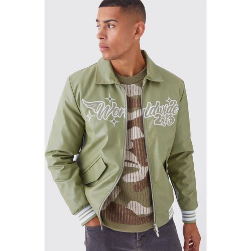 Chaqueta Bomber Worldwide De Cuero Sintético Con Cuello - boohoo - Modalova