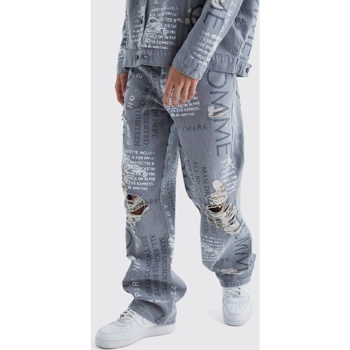 Jeans extra comodi in denim rigido con smagliature all over - boohoo - Modalova