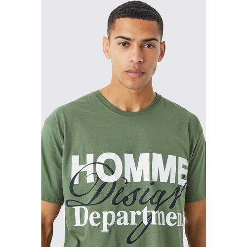 T-shirt oversize con stampa Homme Design - boohoo - Modalova