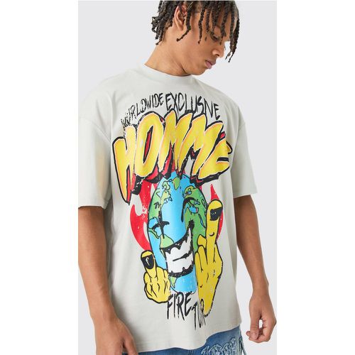 T-shirt oversize Homme World con maniche lunghe - boohoo - Modalova