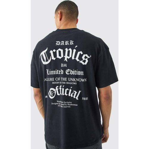 Camiseta Oversize Con Estampado Tropical Oscuro - boohoo - Modalova