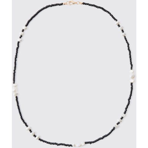 Collana di perle a contrasto, Nero - boohoo - Modalova