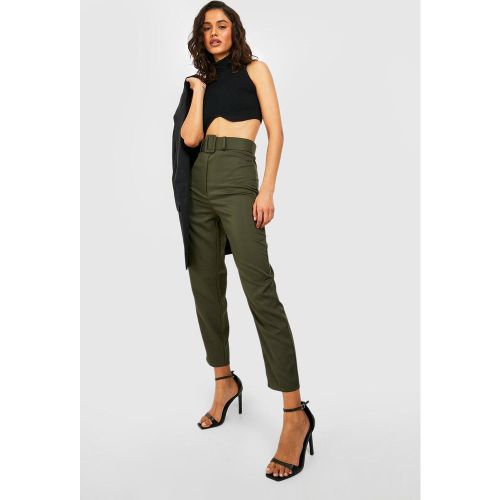 Pantalón Ajustado De Pernera Recta Con Cinturón Ancho Con Hebilla - boohoo - Modalova