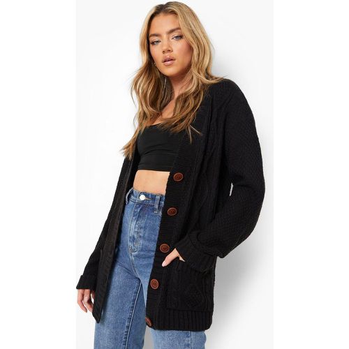 Cardigan taglio maschile, Nero - boohoo - Modalova