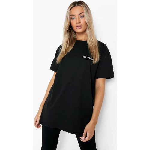 T-shirt oversize con testo stampato - boohoo - Modalova