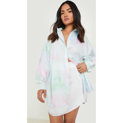 Camisa Oversize Con Desteñido Anudado - boohoo - Modalova