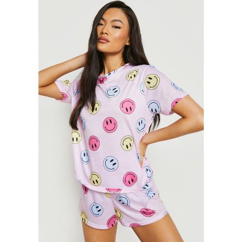 Pijama Corto Con Estampado De Smiley - boohoo - Modalova
