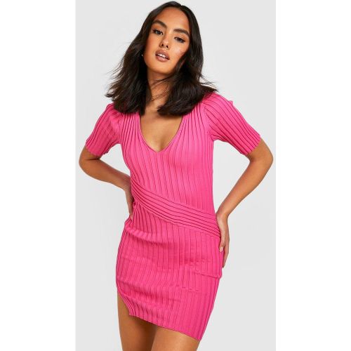 Vestido De Canalé Ancho Con Cuello De Polo A Dos Tonos - boohoo - Modalova