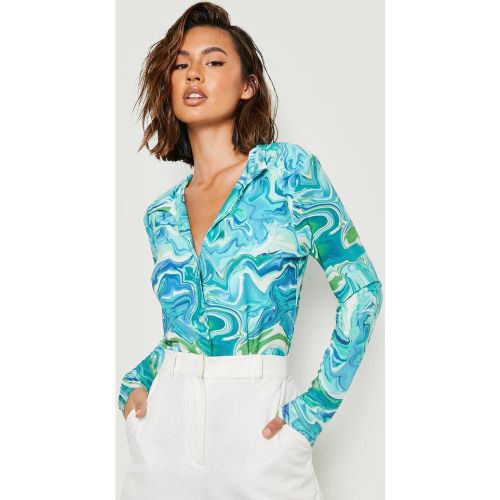 Camisa Ceñida Con Estampado Efecto Mármol - boohoo - Modalova